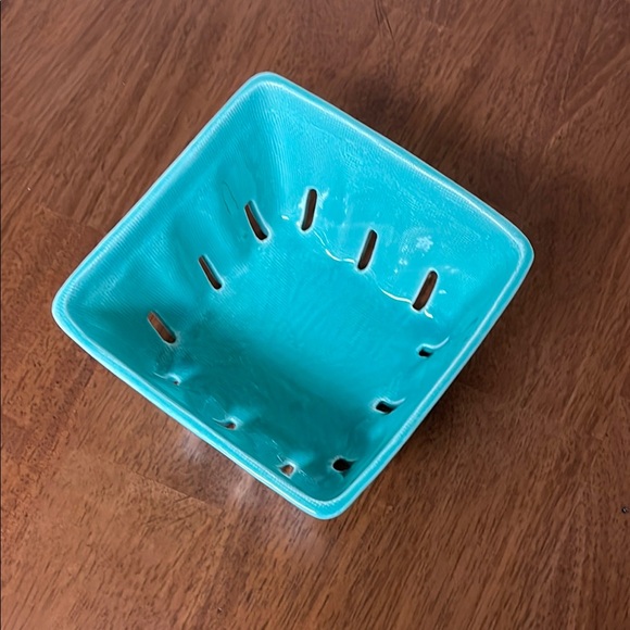 Anthro | Turquoise Ceramic Berry Basket - Picture 2 of 3